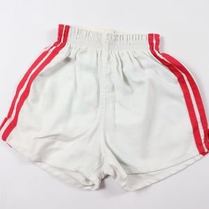 80s New Mason Youth Medium Soccer Shorts White Red